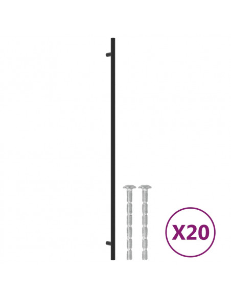 Maniglie per Mobili 20 pz Nere 480 mm in Acciaio Inox