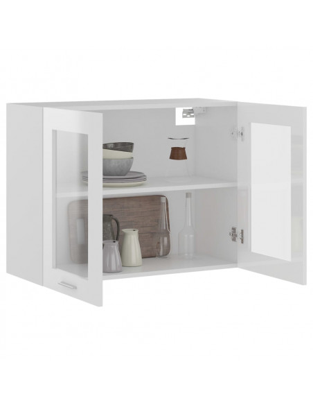 Armadio Sospeso con Vetro Bianco 80x31x60 cm Legno Multistrato