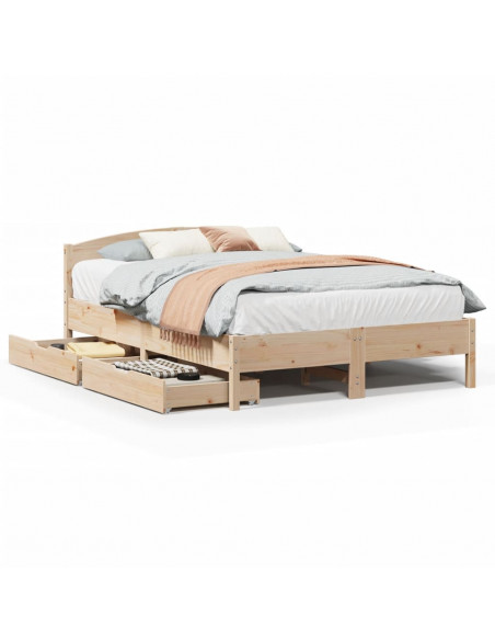 Letto senza Materasso 135x190 cm in Legno Massello di Pino