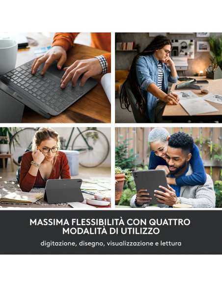 Logitech Combo Touch QWERTY Italiano Smart Connector Grigio