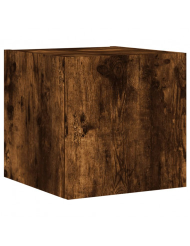 Mobili TV a Muro con LED 4pz Rovere Fumo in Legno Multistrato