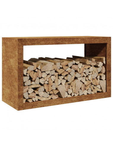 Rastrelliera per Legna 100x40x60 cm in Acciaio Corten