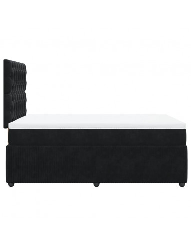 Giroletto a Molle con Materasso Nero 120x200 cm in Velluto