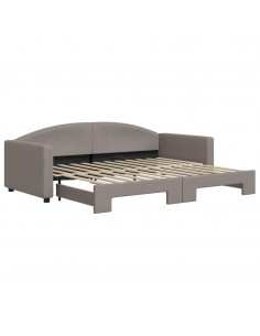 Divano Letto con Letto Estraibile Tortora 90x200 cm in Tessuto 2