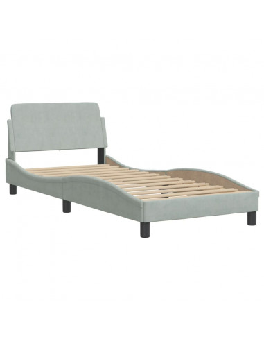 Letto con Materasso Grigio Chiaro 90x190 cm in Velluto