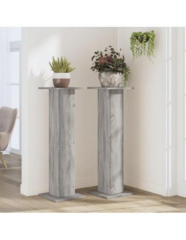 Supporti per Piante 2 pz Grigio Sonoma 30x30x95cm in Truciolato