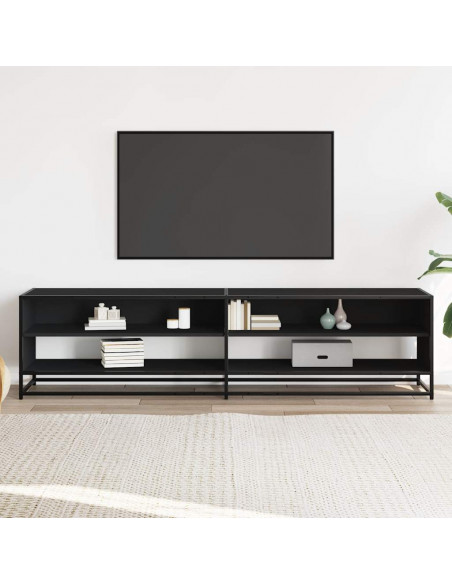 Mobile Porta TV Nero 180,5x40x46 cm in Truciolato