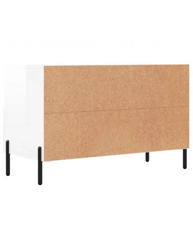 Mobile Porta TV Bianco Lucido 80x36x50 cm in Legno Multistrato