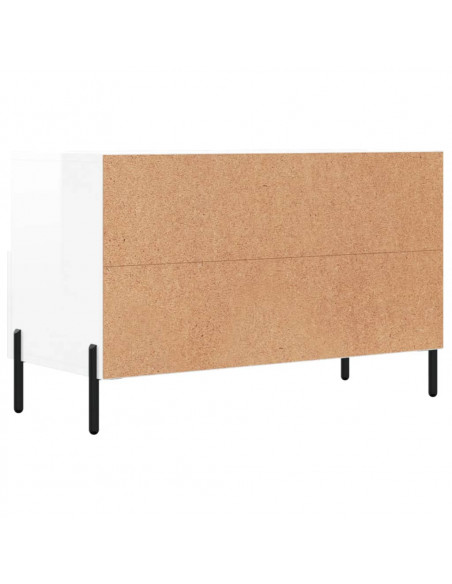 Mobile Porta TV Bianco Lucido 80x36x50 cm in Legno Multistrato