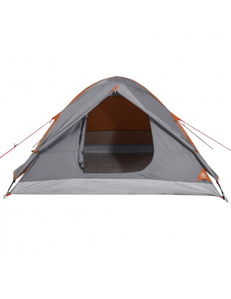 Tenda da Campeggio a Cupola 3 Persone Grigio e Arancione