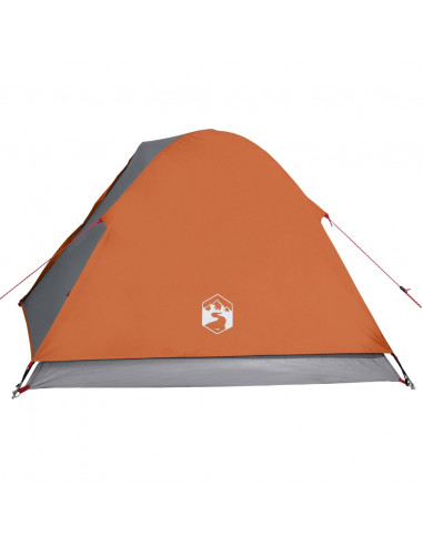 Tenda da Campeggio a Cupola 3 Persone Grigio e Arancione