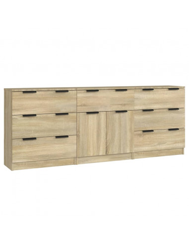 Credenze 3 pz Rovere Sonoma in Legno Multistrato