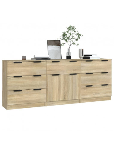 Credenze 3 pz Rovere Sonoma in Legno Multistrato