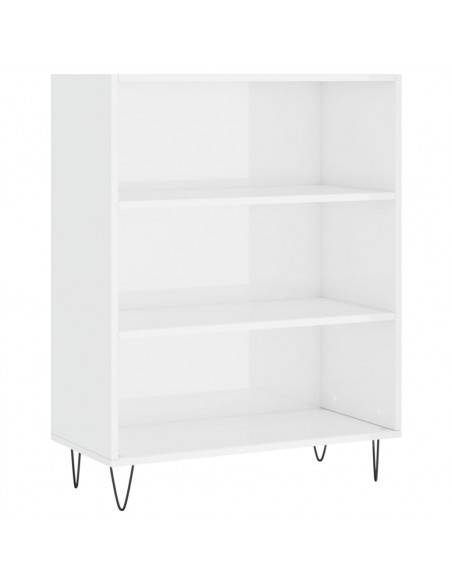 Libreria Bianco Lucido 69,5x32,5x90 cm in Legno Multistrato