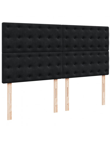 Giroletto a Molle con Materasso Nero 180x200 cm in Velluto