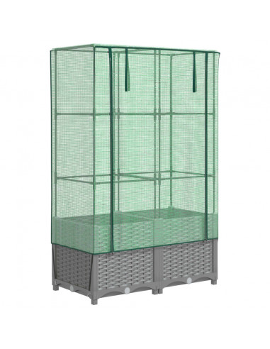 Letto Rialzato con Copertura Serra Effetto Rattan 80x40x138 cm