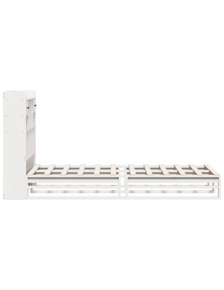 Letto Libreria senza Materasso Bianco 100x200 cm Legno di Pino