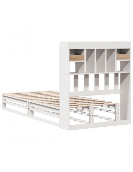 Letto Libreria senza Materasso Bianco 100x200 cm Legno di Pino