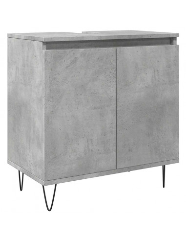 Set Mobili da Bagno 3 pz Grigio Cemento in Legno Multistrato