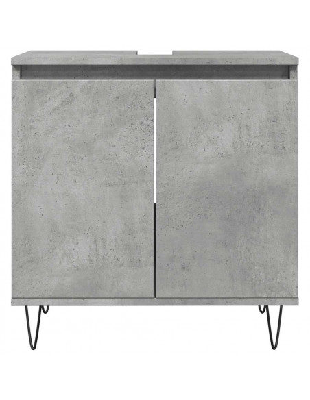 Set Mobili da Bagno 3 pz Grigio Cemento in Legno Multistrato