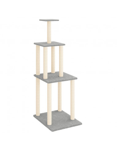 Albero per Gatti con Tiragraffi in Sisal Grigio Chiaro 149 cm