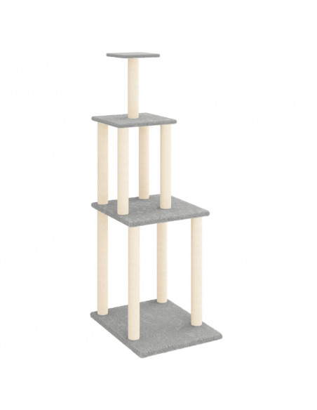 Albero per Gatti con Tiragraffi in Sisal Grigio Chiaro 149 cm