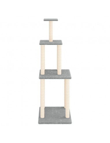 Albero per Gatti con Tiragraffi in Sisal Grigio Chiaro 149 cm