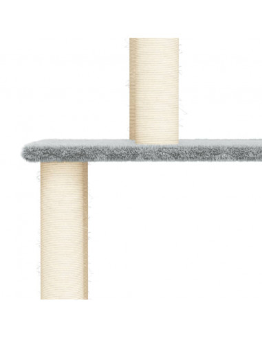 Albero per Gatti con Tiragraffi in Sisal Grigio Chiaro 149 cm