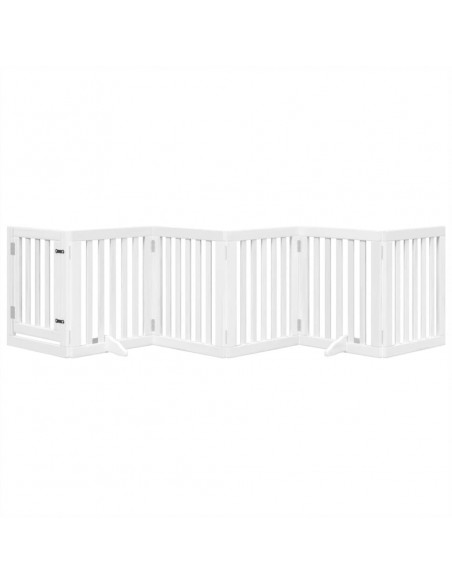 Cancello Cani Porta Pieghevole Bianco 6 Pannelli 300 cm Pioppo