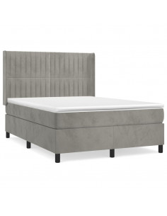 Giroletto a Molle con Materasso Grigio Chiaro 140x200cm Velluto 2