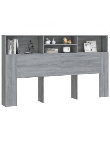 Testiera con Scomparti Grigio Sonoma 180x19x103,5 cm