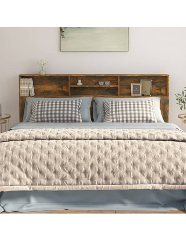 Testiera con Contenitore Rovere Fumo 200x19x103,5 cm