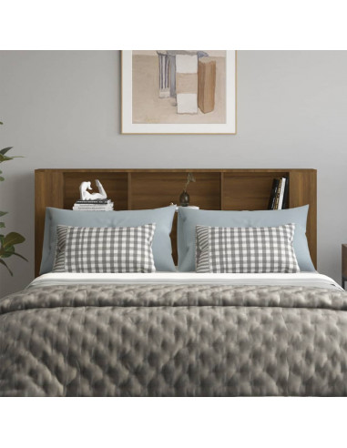 Testiera Letto con Scomparti Rovere Marrone 180x18,5x104,5 cm
