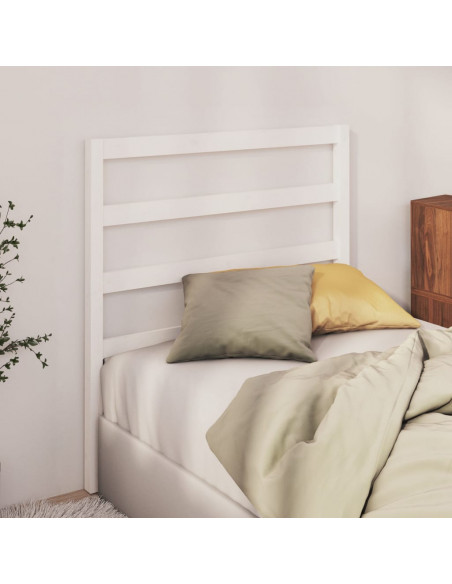 Testiera per Letto Bianca 81x4x100 cm in Legno Massello di Pino