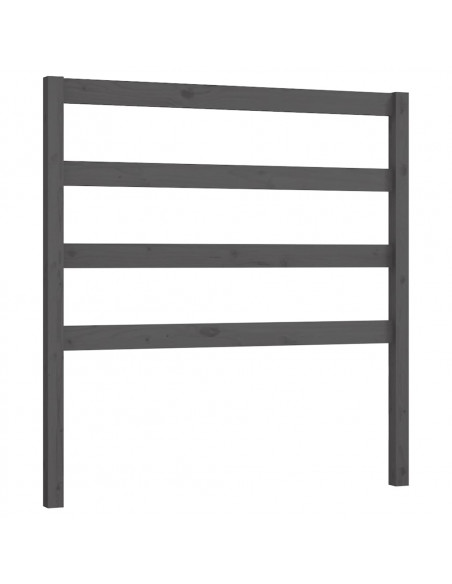 Testiera per Letto Grigia 96x4x100 cm in Legno Massello di Pino