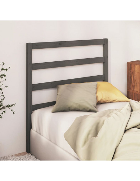 Testiera per Letto Grigia 96x4x100 cm in Legno Massello di Pino