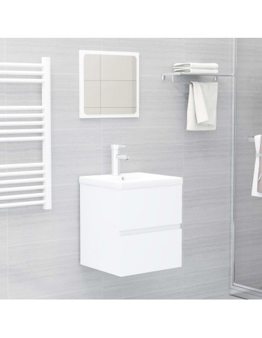 Mobile con Lavabo Integrato Bianco in Legno Multistrato