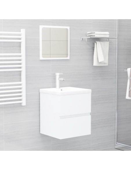 Mobile con Lavabo Integrato Bianco in Legno Multistrato