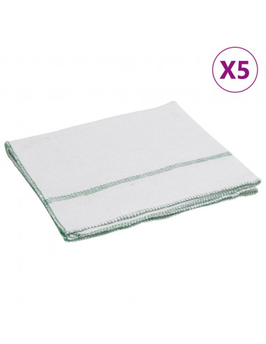 Panni per Pavimento 5pz Righe Bianche e Verdi 50x60 cm