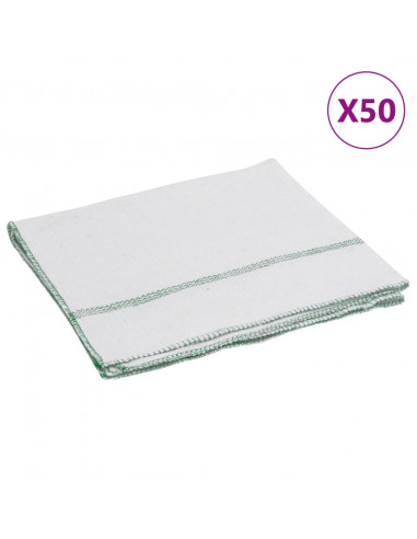 Panni per Pavimento 50 pz Righe Bianche e Verdi 50x60 cm