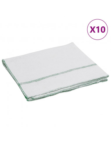 Panni per Pavimento 10 pz Righe Bianche e Verdi 50x60 cm