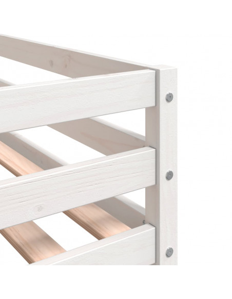Letto Soppalco con Scala Bambini Bianco 90x200cm Massello Pino