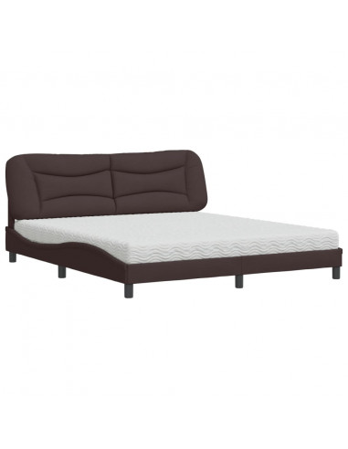 Letto con Materasso Marrone Scuro 180x200cm Tessuto