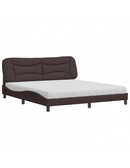 Letto con Materasso Marrone Scuro 180x200cm Tessuto