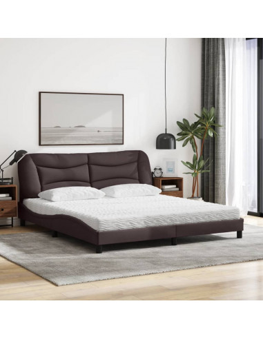 Letto con Materasso Marrone Scuro 180x200cm Tessuto