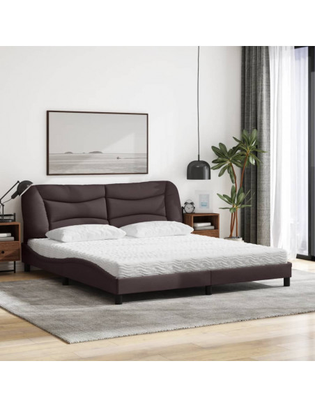 Letto con Materasso Marrone Scuro 180x200cm Tessuto