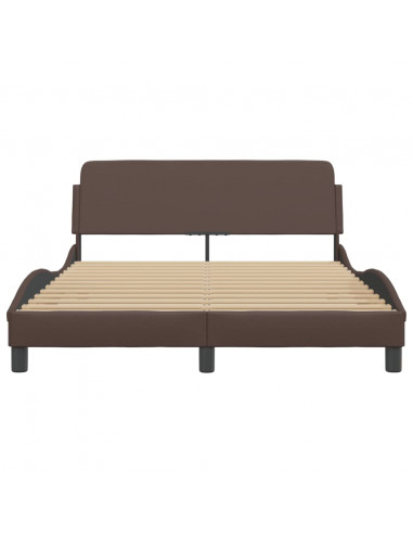 Giroletto con Testiera Marrone 140x200 cm in Similpelle