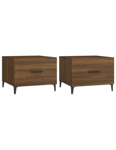Tavolini Salotto Gambe in Metallo 2pz Rovere Marrone 50x50x40cm