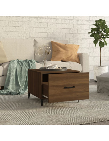 Tavolini Salotto Gambe in Metallo 2pz Rovere Marrone 50x50x40cm