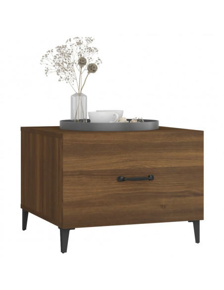 Tavolini Salotto Gambe in Metallo 2pz Rovere Marrone 50x50x40cm